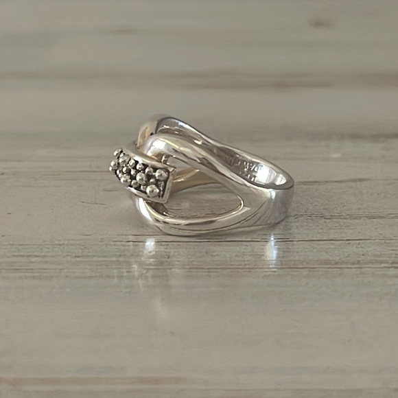 Michael Dawkins Sterling Silver Caviar Buckle Sculptural Ring - Picture 2 of 5